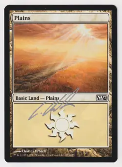 Silver Signed Plains #233 NM Magic 2012 M12 Artist Charles Urbach MTG Basic Land - Image 1