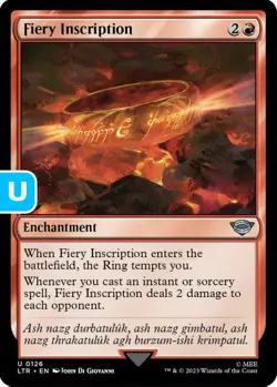 MTG Fiery Inscription Lord of the Rings Uncommon Enchantment NM - Image 1