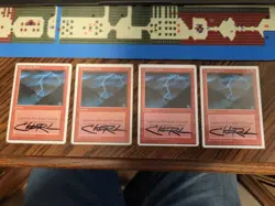 MTG Lightning Bolt 4th Edition Signed Playset 4x by Christopher Rush - See Pics - Image 1