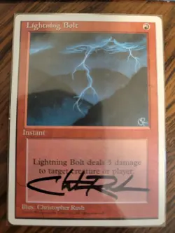 MTG Lightning Bolt 4th Edition Signed Playset 4x by Christopher Rush - See Pics - Image 3