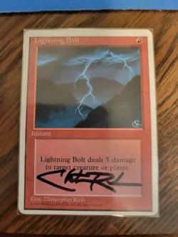 MTG Lightning Bolt 4th Edition Signed Playset 4x by Christopher Rush - See Pics - Image 5