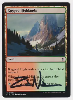 Signed Rugged Highlands MP Khans of Tarkir Artist Eytan Zana 2014 MTG Magic Land - Image 1