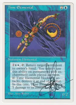 Signed Time Elemental HP 4th Edition Artist Amy Weber 1995 MTG Magic Vintage EDH - Image 1