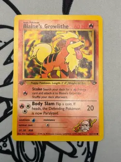 Vintage 1st Edition Blaine's Growlithe 62/132 Common Pokemon WOTC - Image 1