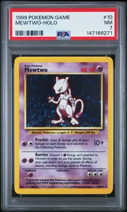 1999 POKEMON GAME #10 MEWTWO-HOLO PSA 7 - Image 1