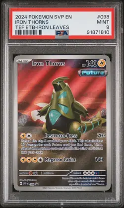 2024 POKEMON SVP EN-SV BLACK STAR PROMO #098 IRON THORNS TEF ETB PSA 9 - Image 1