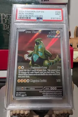 2024 POKEMON SVP EN-SV BLACK STAR PROMO #098 IRON THORNS TEF ETB PSA 9 - Image 4