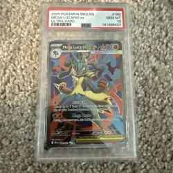 PSA 10 Pokemon TCG Mega Lucario EX Full Art Card 160/132 Mega Evolution - Image 1