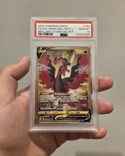 Pokemon Brilliant Stars | Galarian Moltres V Secret Rare 183/172 | PSA 10 - Image 1