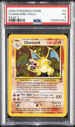 2000 POKEMON BASE SET 2 #4 CHARIZARD-HOLO PSA 3 - Image 1