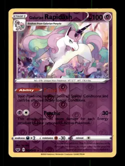 GALARIAN RAPIDASH 082/202 R SWORD & SHIELD POKEMON REVERSE HOLO NM/M - Image 1