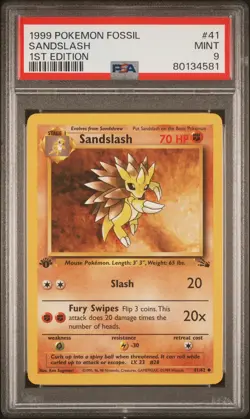 1999 POKEMON FOSSIL 1ST EDITION #41 SANDSLASH PSA 9 - Image 1