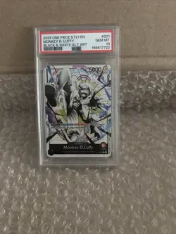 ONE PIECE 2025 MONKEY D. LUFFY BLACK & WHITE ALT ART ST21 EN #001 GEM MT PSA 10 - Image 1