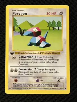Pokemon Porygon 39/102 (1st Edition) Shadowless *Near Mint* Never Played Card - Image 1