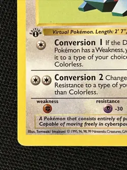 Pokemon Porygon 39/102 (1st Edition) Shadowless *Near Mint* Never Played Card - Image 2