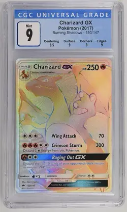 Pokemon Card Charizard GX 150/147 CGC 9 Mint Burning Shadows With Subgrades PSA - Image 1