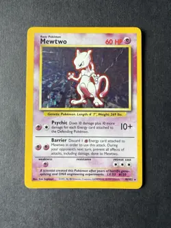 Pokemon Mewtwo TCG Base Set Holo Unlimited Rare Card 10/102 - Image 1