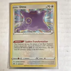 Pokemon Ditto 107/159 Crown Zenith Holo Rare Holo Basic 70HP English Card - Image 1
