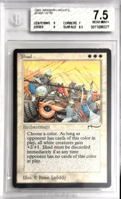 Vintage 1993 Arabian Nights Jihadd Magic the Gathering BGS 7.5 Near Mint+ - Image 1