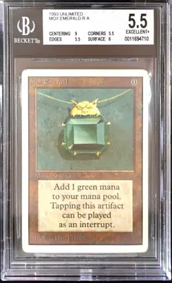 Vintage 1993 MtG Unlimited Mox Emerald Magic the Gathering BGS 5.5 Excellent+ - Image 1