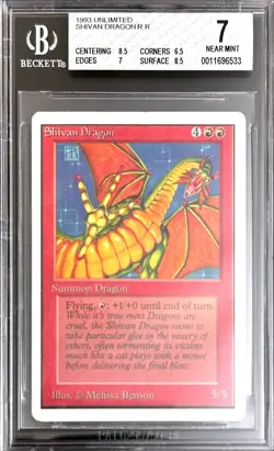 Vintage 1993 Unlimited Shivan Dragon Magic the Gathering BGS 7 Near Mint - Image 1