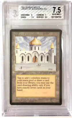 Vintage 1993 Arabian Nights Library of Alexandria MtG BGS 7.5 Near Mint+ - Image 1