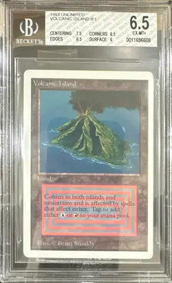 Vintage 1993 Unlimited Volcanic Island Magic the Gathering BGS 6.5 EX-MT+ - Image 1