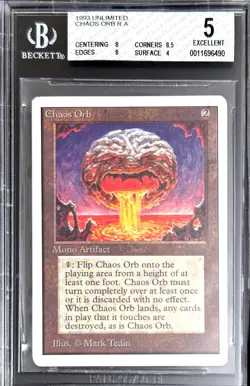 Vintage 1993 Unlimited Chaos Orb Magic the Gathering BGS 5 Excellent - Image 1