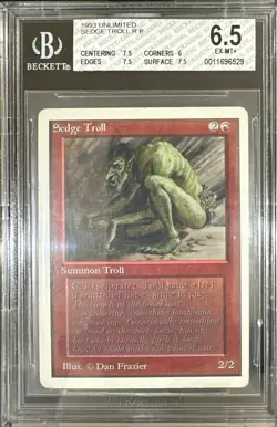 Vintage 1993 Unlimited Sedge Troll Magic the Gathering BGS 6.5 EX-MT+ - Image 1