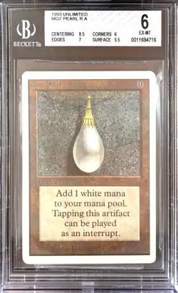 Vintage 1993 MtG Unlimited Mox Pearl Magic the Gathering BGS 6 EX-MT - Image 1