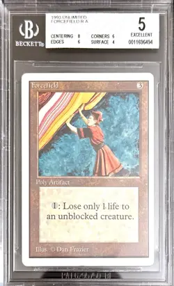 Vintage 1993 Unlimited Forcefield Magic the Gathering BGS 5, Excellent - Image 1