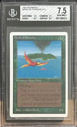 1993 MTG Unlimited Birds of Paradise Magic the Gathering BGS 7.5 Near Mint+ - Image 1