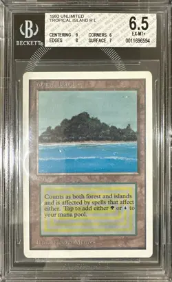 1993 MTG Unlimited Tropical Island Magic the Gathering BGS 6.5 Excellent-Mint+ - Image 1