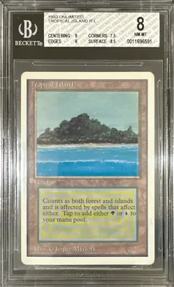 1993 MTG Unlimited Tropical Island Magic the Gathering BGS 8.0 Near Mint-Mint - Image 1