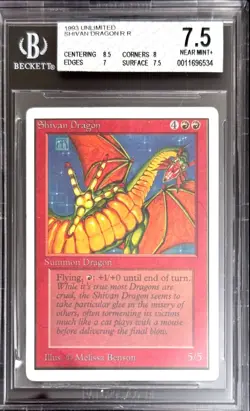 Vintage 1993 MTG Unlimited Shivan Dragon Magic the Gathering BGS 7.5 Near-Mint+ - Image 1
