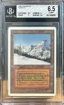 1993 MTG Unlimited Taiga Magic the Gathering BGS 6.5 EX-MT+, Excellent-Mint+ - Image 1