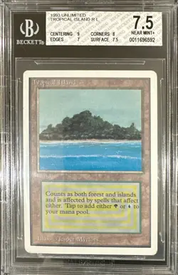 1993 MTG Unlimited Tropical Island Magic the Gathering BGS 7.5 Near Mint+ - Image 1