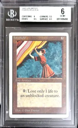 1993 MTG Unlimited Forcefield Magic the Gathering BGS 6 EX-MT, Excellent-Mint - Image 1
