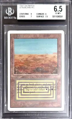 1993 MTG Unlimited Scrubland Magic the Gathering BGS 6.5 EX-MT+ - Image 1