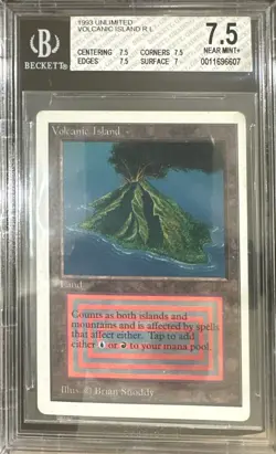 1993 MTG Unlimited Volcanic Island Magic the Gathering BGS 7.5 Near Mint+ - Image 1