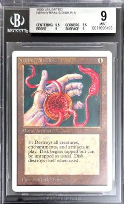 1993 MTG Unlimited Nevinyrral's Disk Magic the Gathering BGS 9 Mint - Image 1