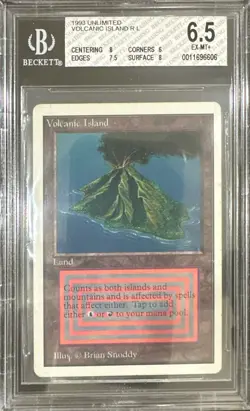 Vintage 1993 MtG Unlimited Volcanic Island Magic the Gathering BGS 6.5 EX-MT+ - Image 1