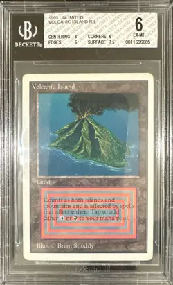 Vintage 1993 Unlimited Volcanic Island Magic the Gathering BGS 6 Excellent-Mint - Image 1