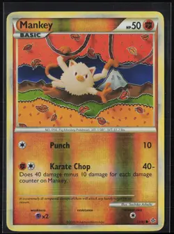 Mankey 53/95 Common HGSS Unleashed Pokemon Reverse Holo Moderately Played - Image 1