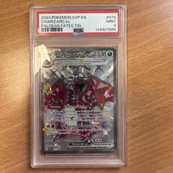Pokemon TCG Charizard Ex Black Star Promo SVP EN-SV #074 Paldean Fates Tin PSA 9 - Image 1