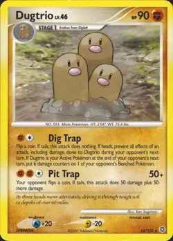 Dugtrio 24/132 Rare Secret Wonders Pokemon Card LP - Image 1