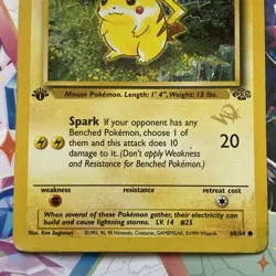 Pikachu 60/64 Jungle 1st Edition W Gold Stamp Very Light Play Pokemon WOTC - Image 2
