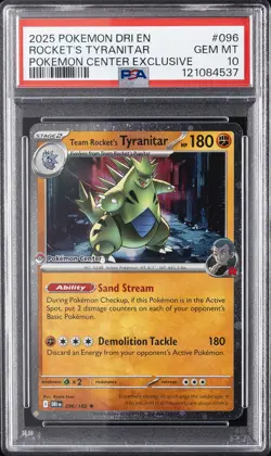 2025 POKEMON DRI EN-DESTINED RIVALS #096 TEAM ROCKET'S TYRANITAR PSA 10 - Image 1