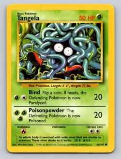 Tangela 66/102 Common Base Set Unlimited Pokemon LP - Image 1