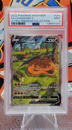 Pokemon TCG Charizard v SWSH260 Holo Rare PSA 9 - Image 1